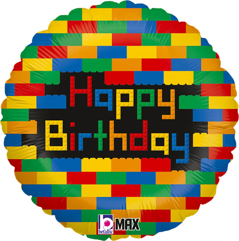 Folieballong Happy Birthday Byggeklosser