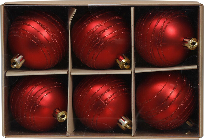 Røde Julekuler - 6-pakning
