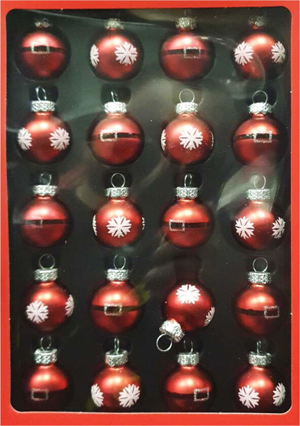 Røde Julekuler Mini - 20-pakning