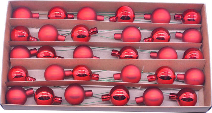 Røde Juletrekuler Matte/Blanke - 30-pakning