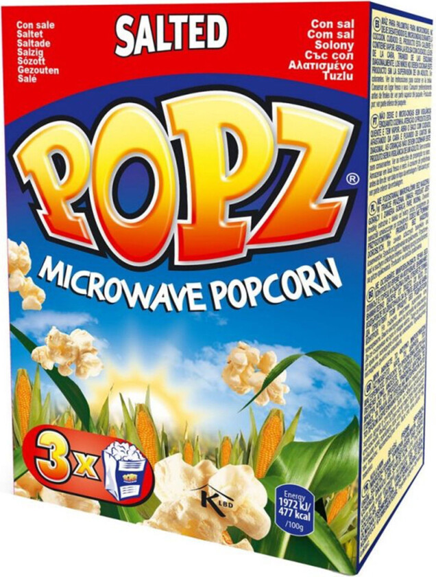 Bilde av Popz Micropopcorn Salt - 3-pakning