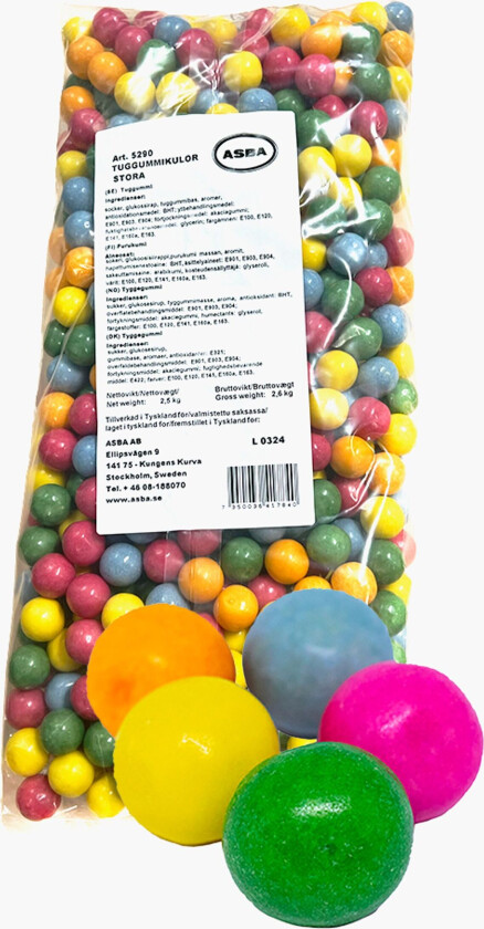 Store Tyggegummikuler Storpakning - 2,5 kg