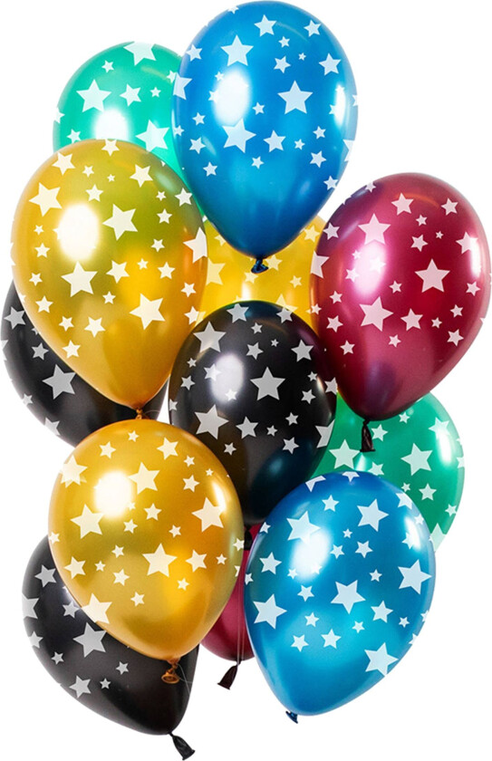 Ballonger Fargerike med Stjerner - 12-pakning