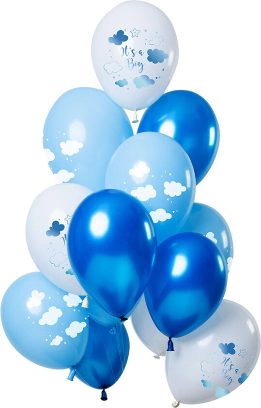 Ballonger Hvit/Blå Its a Boy - 12-pakning