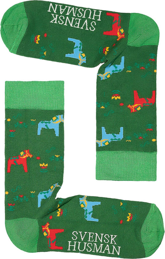 Strømper med Dalahester - Grønn 41–46