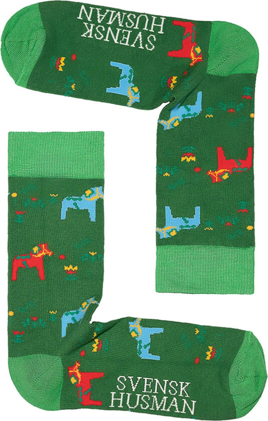Strømper med Dalahester - Grønn 36–40