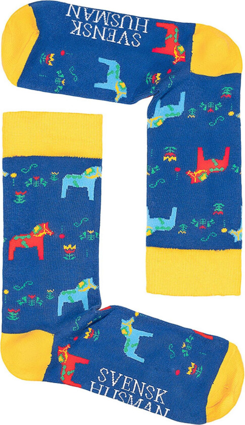 Strømper med Dalahester - Blå 36–40