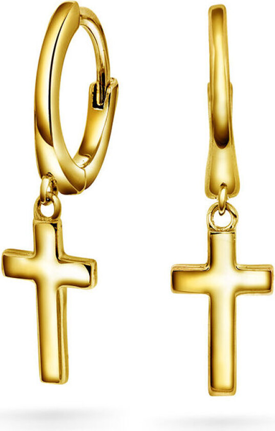 , Øreringer i forgylt 925 sølv med kors