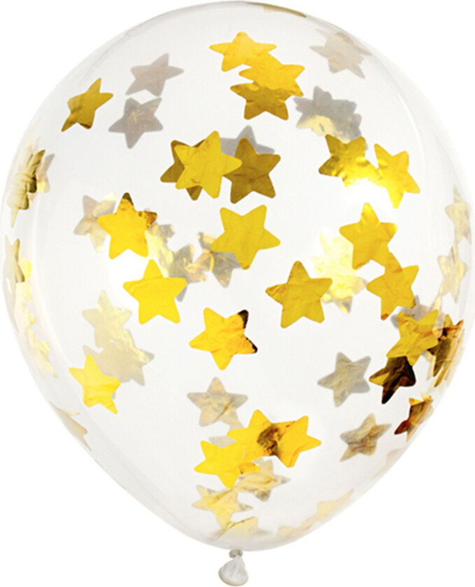 Konfettiballonger Stjerner Gull Metallisk - 6-pakning