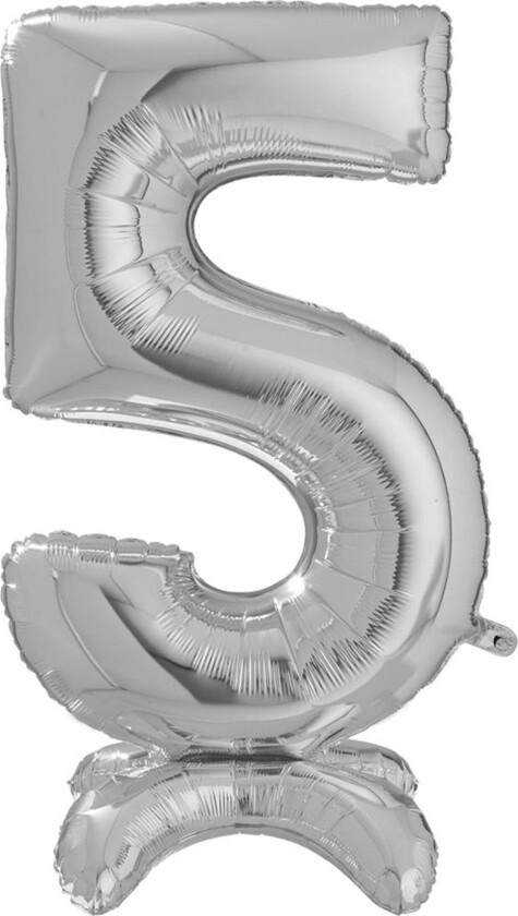 Tallballong med Stativ Sølv - Tallet 5