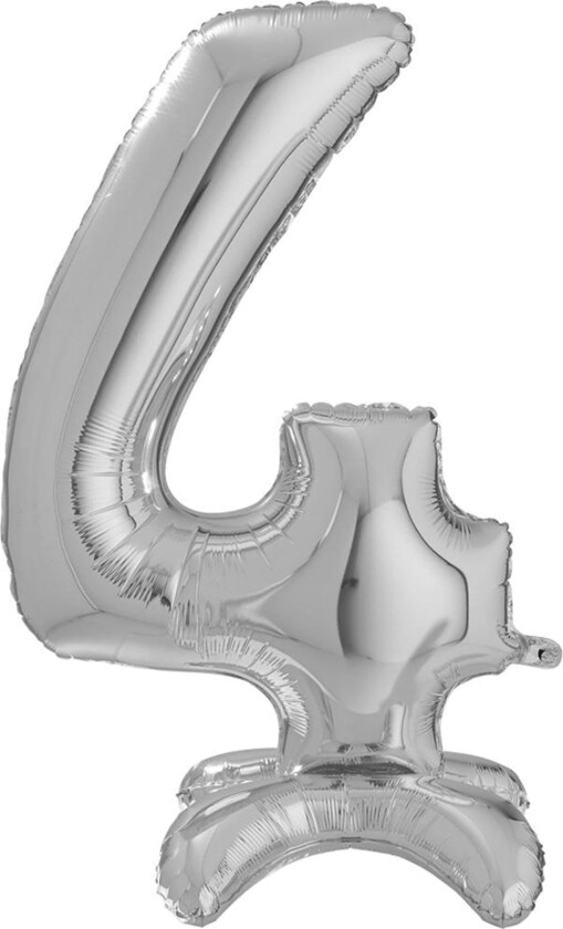 Tallballong med Stativ Sølv - Tallet 4