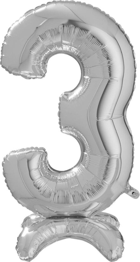 Tallballong med Stativ Sølv - Tallet 3