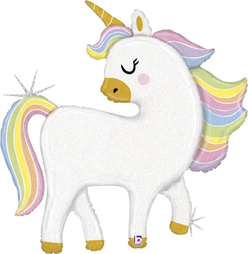 Folieballong Glitrende Unicorn - 123 cm