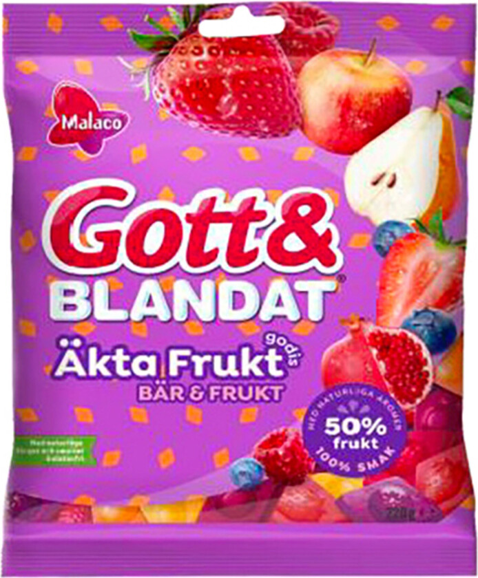 Malaco Gott & Blandat Ekte Frukt Og Bær - 100 g
