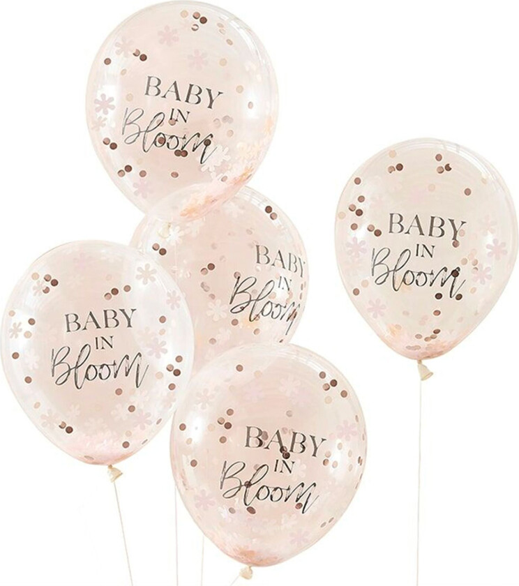 Konfettiballonger Baby In Bloom Roségull - 5-pakning