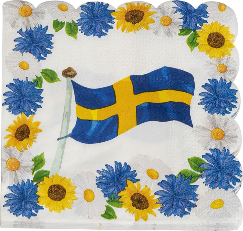 Kaffeservietter Svensk Sommer - 16-pakning