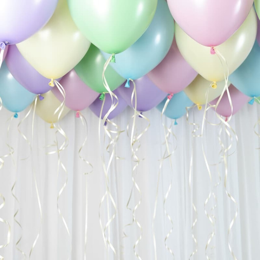 Ballongtak Kit Pastell, 30 ballonger og bånd