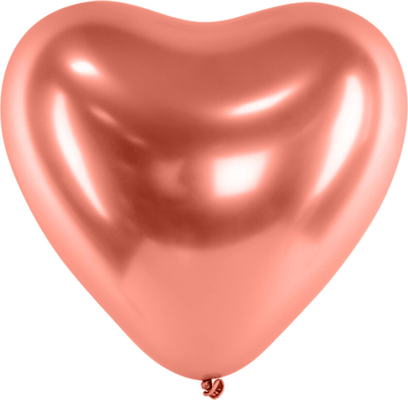 Hjerteballonger Krom Roségull - 10-pakning