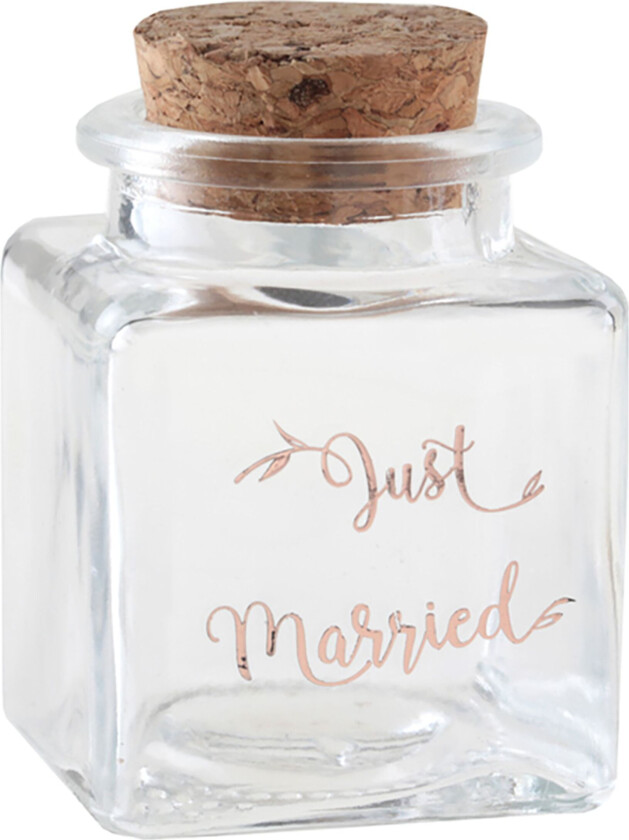 Glasskrukke med Kork Just Married - 1-pakning
