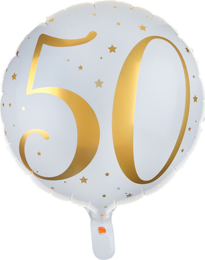 Folieballong Tall Hvit/Gull - Tallet 50