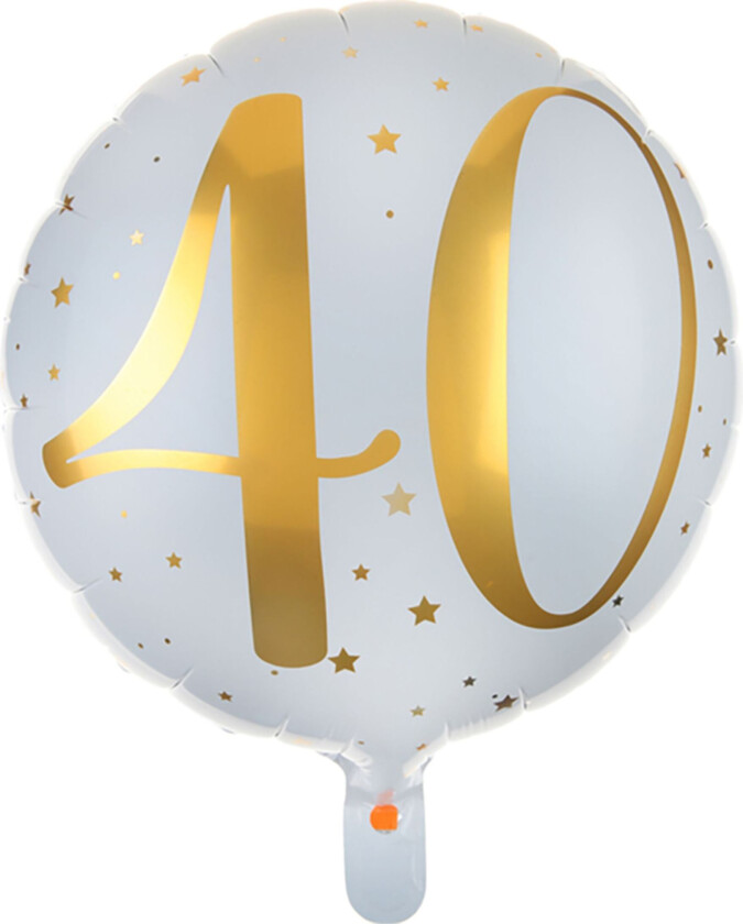 Folieballong Tall Hvit/Gull - Tallet 40