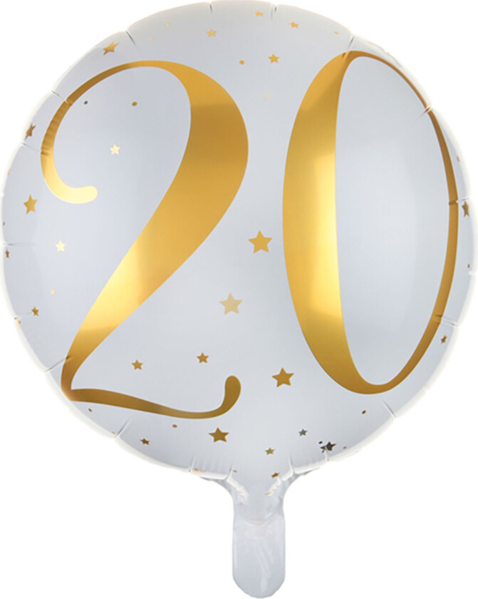 Folieballong Tall Hvit/Gull - Tallet 20