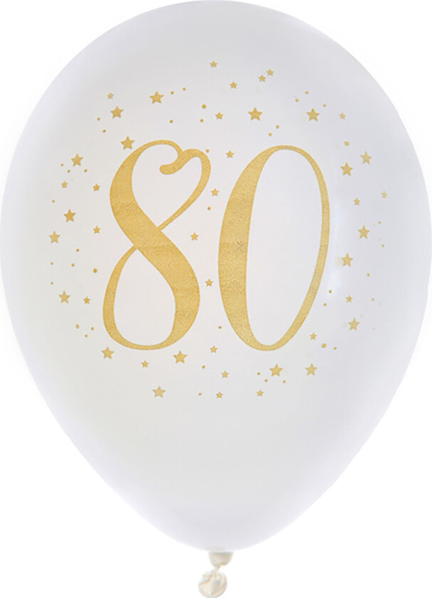 Lateksballonger Tall Hvit/Gull - Tall 80