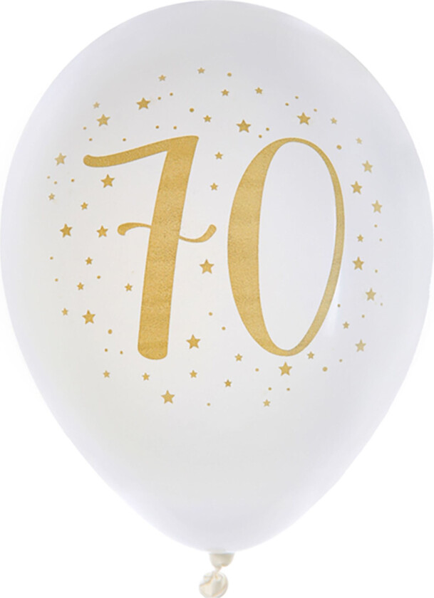 Lateksballonger Tall Hvit/Gull - Tall 70