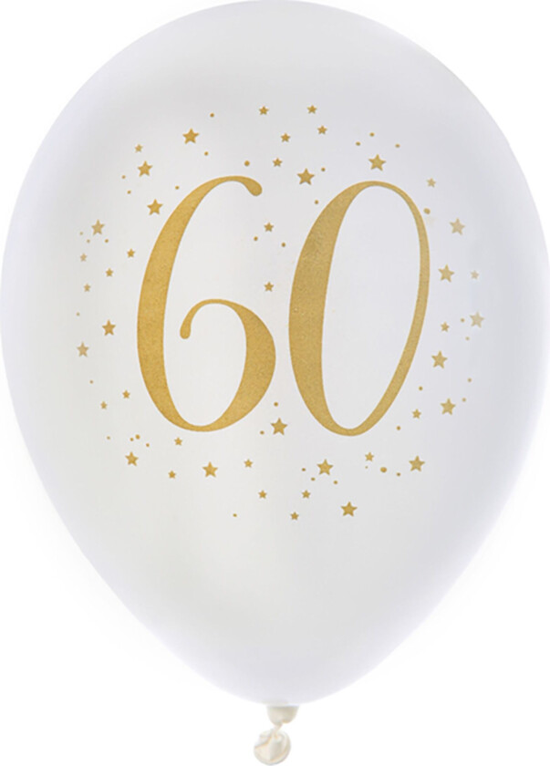 Lateksballonger Tall Hvit/Gull - Tall 60