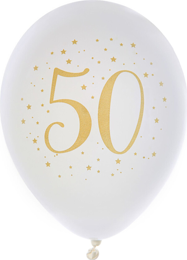 Lateksballonger Tall Hvit/Gull - Tall 50