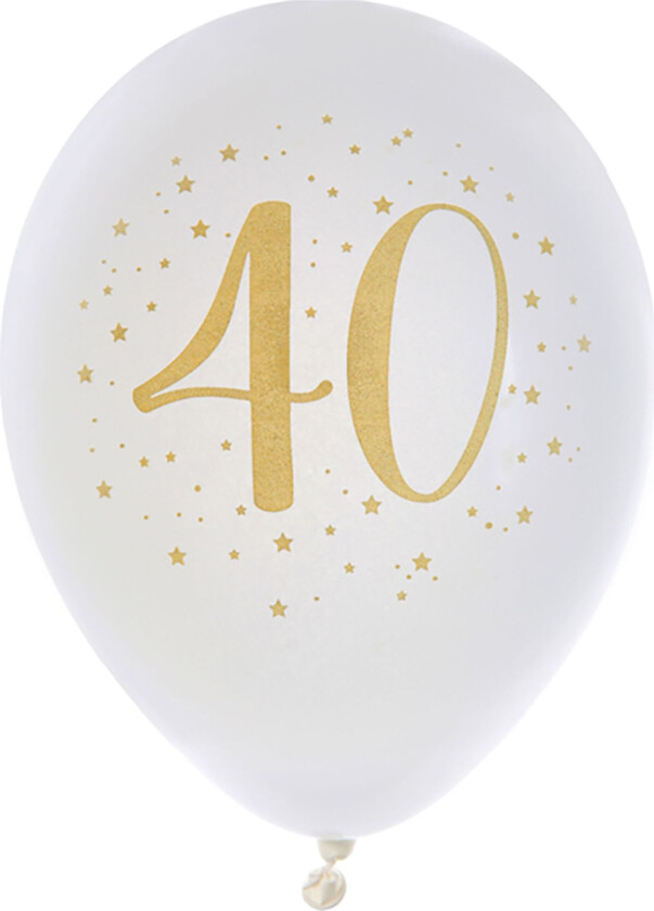 Lateksballonger Tall Hvit/Gull - Tall 40