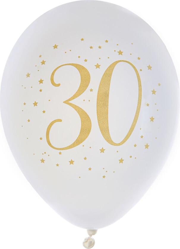 Lateksballonger Tall Hvit/Gull - Tall 30