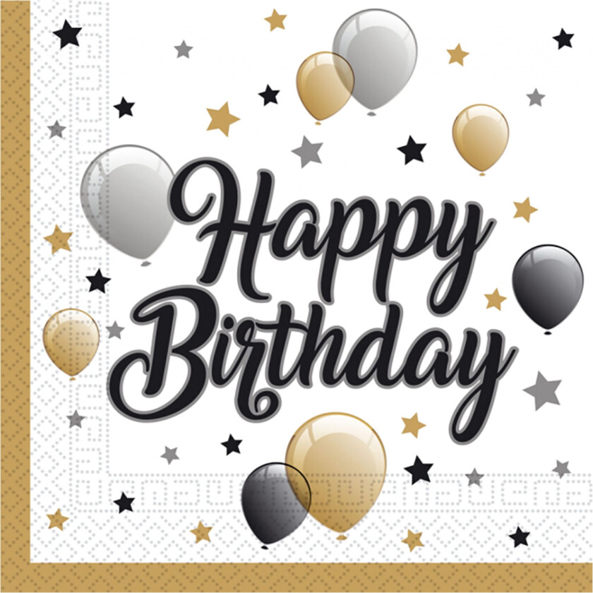 Servietter Happy Birthday Ballonger - 20-pakning
