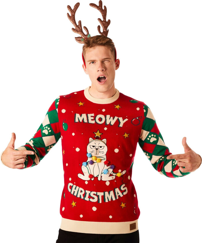 Meowy Christmas LED Julegenser - X-Large