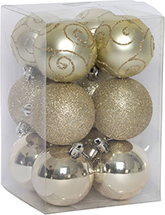 Juletrekuler Miks Gullmønster - 12-pakning