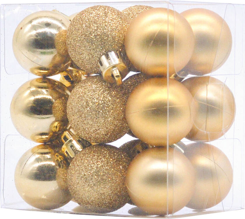 Juletrekuler Runde Gullblanding - 18-pakning