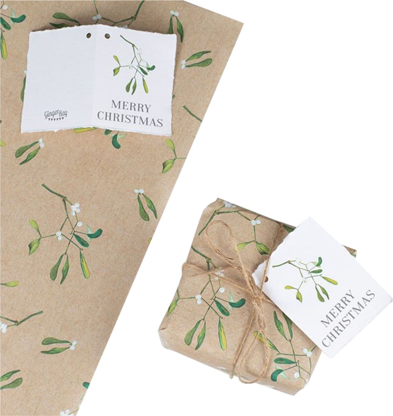 Gavepapir Misteltein med Etiketter & Bånd