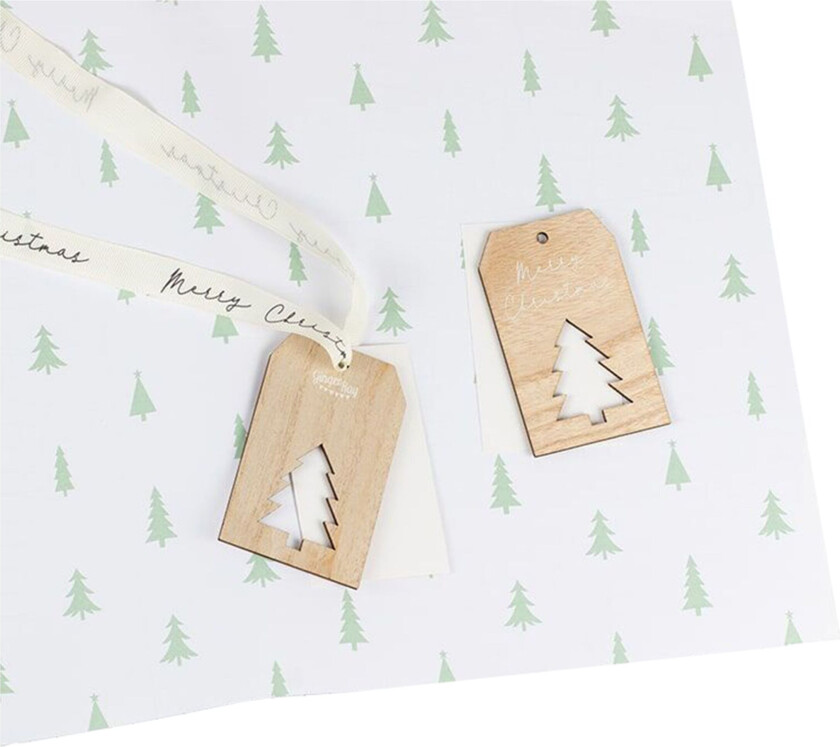 Gavepapir Juletre med Etikett & Bånd