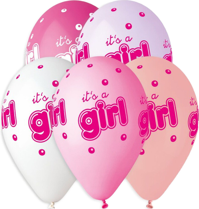 Lateksballonger Premium It's a Girl - 5-pakning