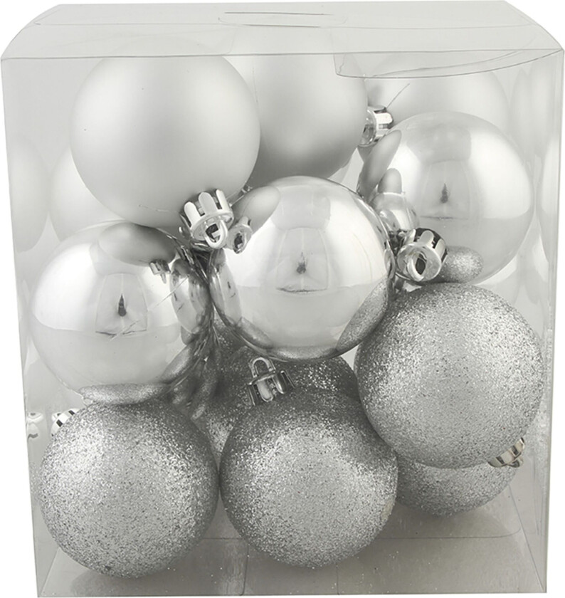 Julekuler Runde Sølv - 20-pakning