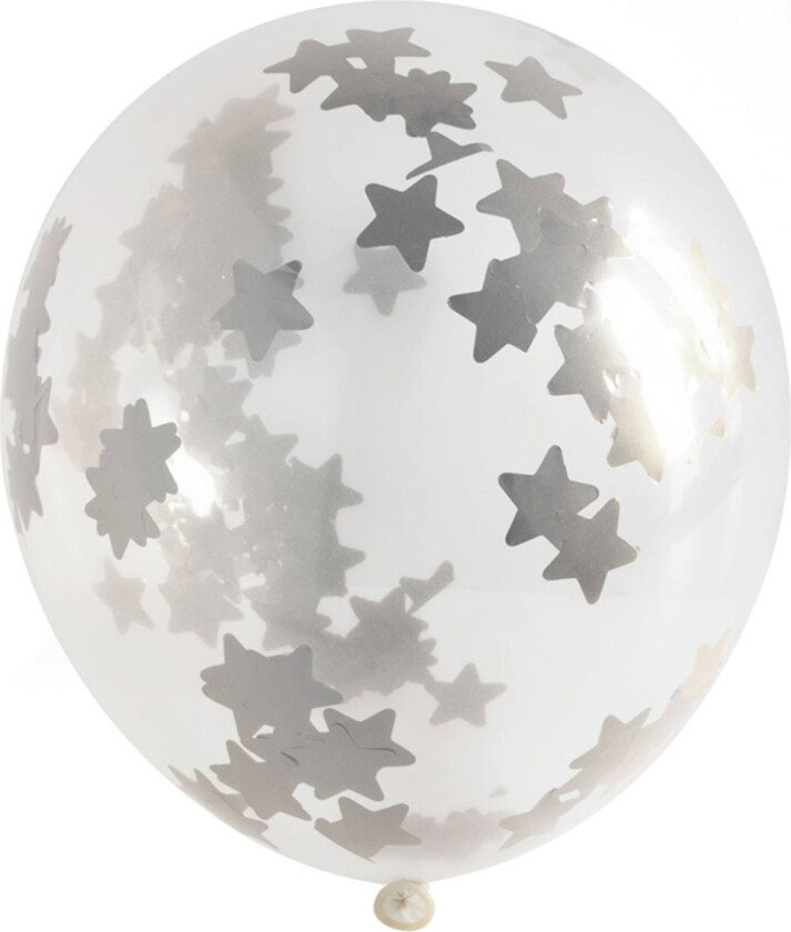 Konfettiballonger Sølvstjerner - 3-pakning