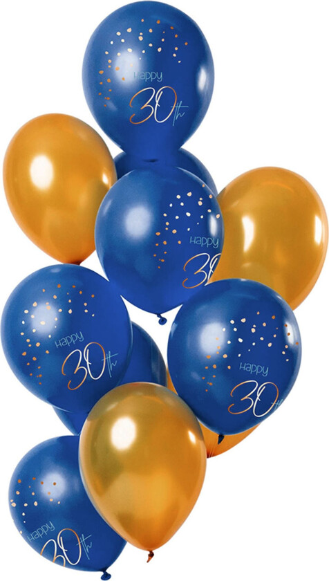 Lateksballonger Happy 30th True Blue - 12-pakning