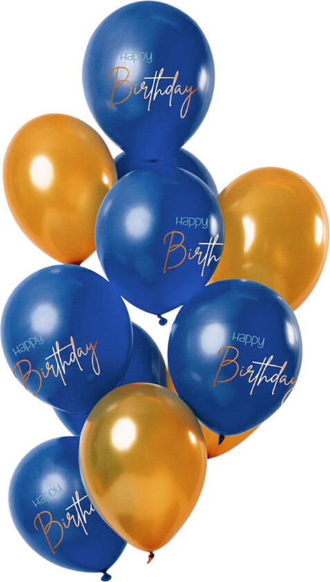 Lateksballonger Happy Birthday True Blue - 12-pakning