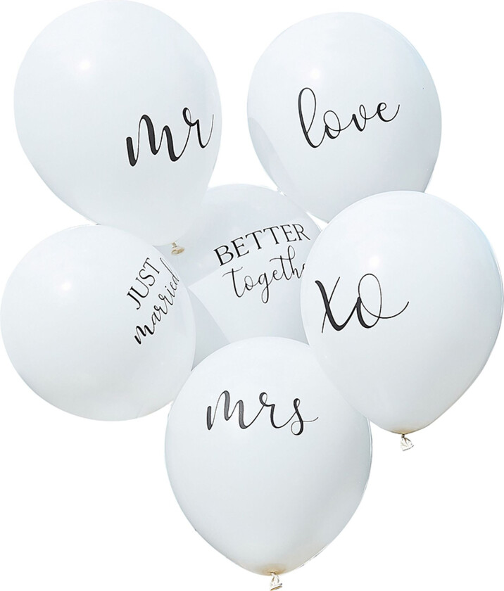 Bryllupsballonger Hvite - 6-pakning