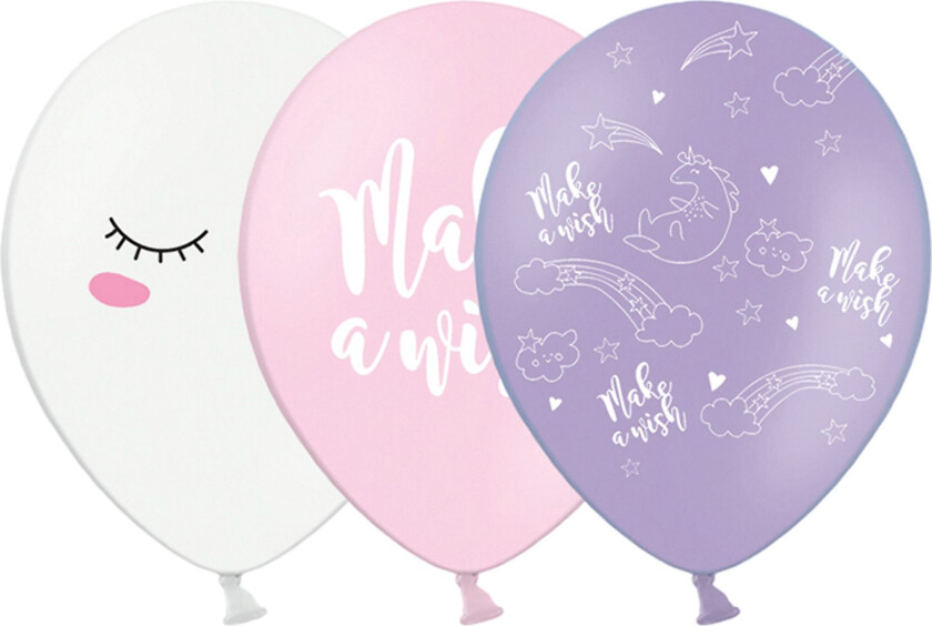 Ballonger Unicorn Hvit/Rosa/Lilla - 50-pakning