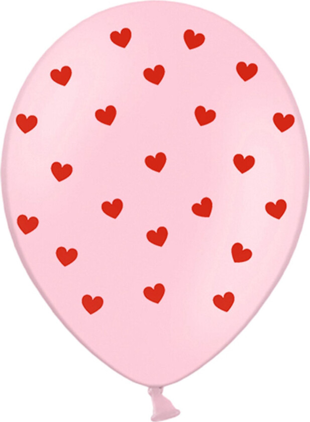 Lateksballonger Rosa med Hjerter