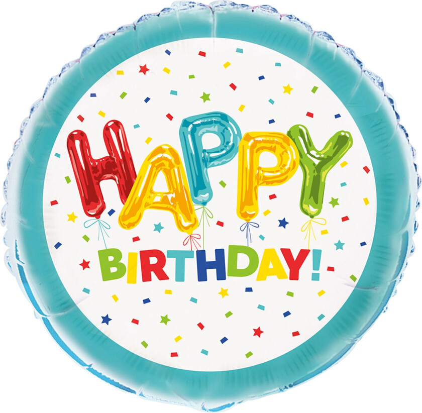 Folieballong Happy Birthday Konfetti