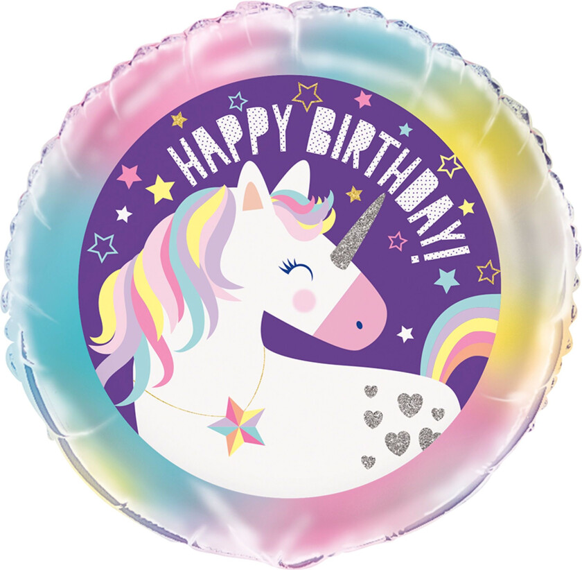 Folieballong Happy Birthday Unicorn - 1-pakning