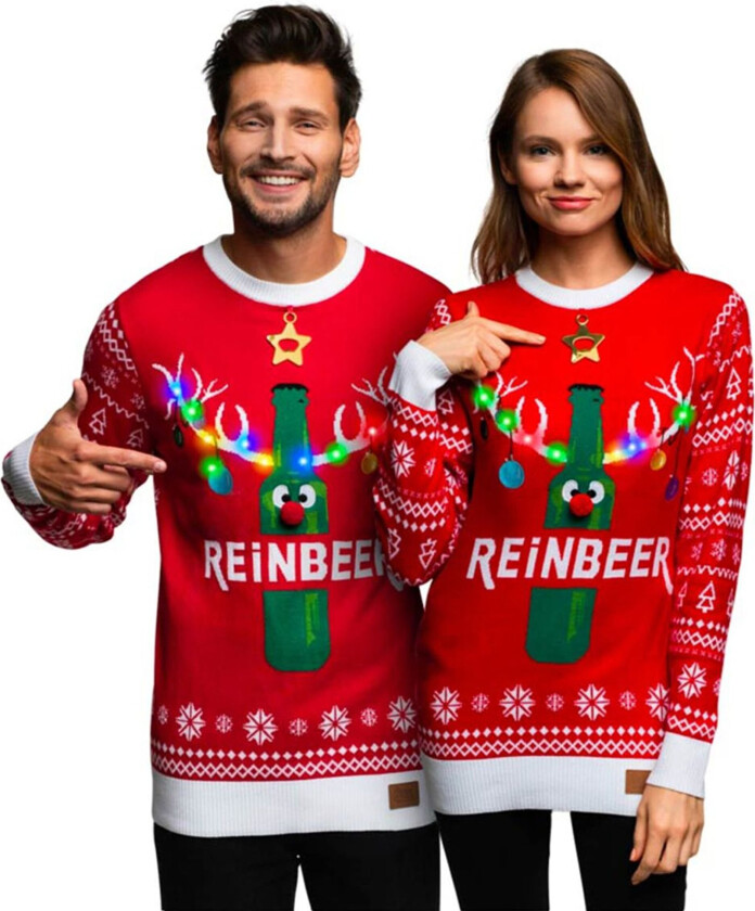 Reinbeer Rød LED Julegenser - XXX-Large