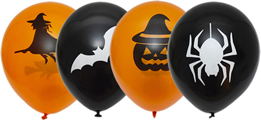 Ballonger Svart/Oransje Halloween - 6-pakning